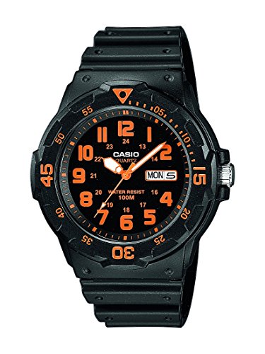 Casio Collection Herren-Armbanduhr MRW 200H 4BVEF, schwarz/Orange von Casio