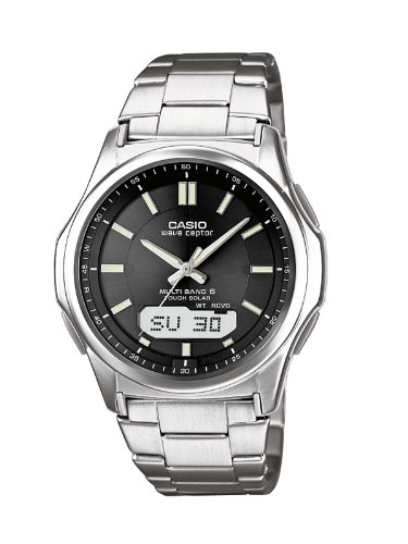 Casio Herren-Armbanduhr XL Funkuhren Analog - Digital Quarz Edelstahl WVA-M630TD-1AER von Casio