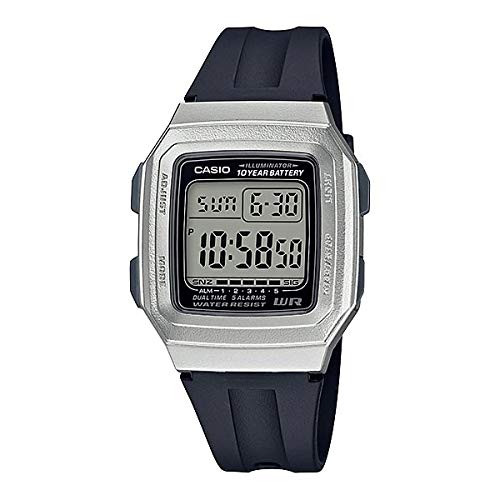 Casio Herren Digital Quarz Uhr mit Resin Armband F-201WAM-7AVEF Schwarz-Silber von Casio