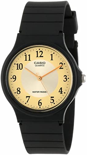 Casio MQ24-9B3 Men's Black Casual Rubber Strap Gold Numbers Dial Analog Watch von Casio