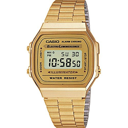 Casio Retro Gold-Ton Unisex Uhr Alarm Chrono Leuchtdichte Digitale A168WG-9WDF von Casio