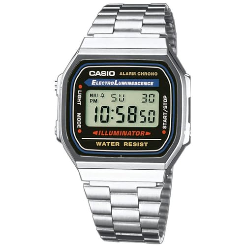 Casio Unisex Digital mit Edelstahl Armbanduhr A168WA 1W von Casio