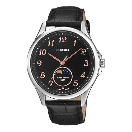 Casio Uhr MTP-M110L-1AV Timeless Collection Mondphasen Stahl Leder von Casio