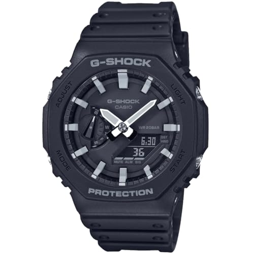 Casio Herren Quartz Armbanduhr, 48.50mm GehäusegröÃŸe mit schwarz analog/digital Zifferblatt und schwarz Plastic/Resin Strap Armband GA-2100-1AER von Casio