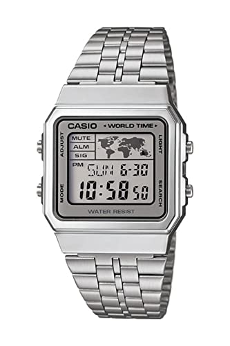 Casio Unisex Digital Quarz Uhr mit Edelstahl Armband A500WA-7 von Casio