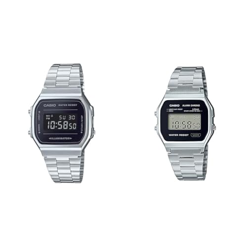 Casio Unisex Erwachsene Armbanduhr Digital Quarz Edelstahl A168WEM-1EF & Herren-Armbanduhr Collection A158WEA-1EF von Casio