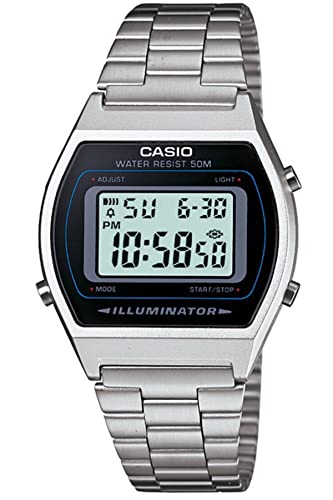 Casio Unisex Erwachsene Digital Quarz Uhr mit Edelstahl Armband 4971850965138 von Casio