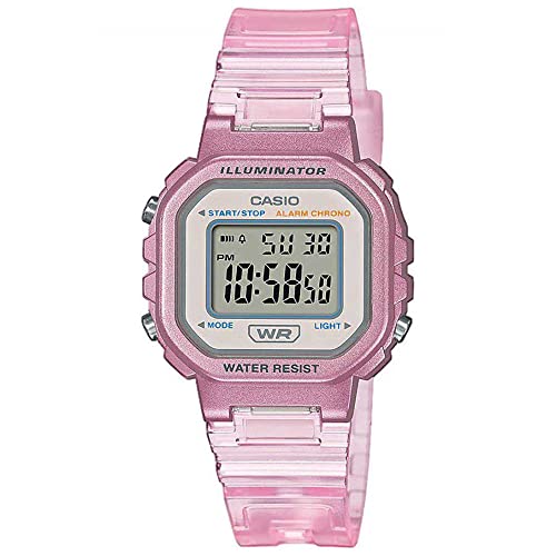 Casio Unisex Quartz Armbanduhr, 30.00mm GehäusegröÃŸe mit Clear digital Zifferblatt und pink Plastic/Resin Bracelet Armband LA-20WHS-4AEF von Casio