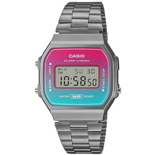 Casio Unisex Quartz Armbanduhr, 37.00mm GehäusegröÃŸe mit Zweifarbig digital Zifferblatt und Silber Metallarmband Armband A168WERB-2AEF von Casio