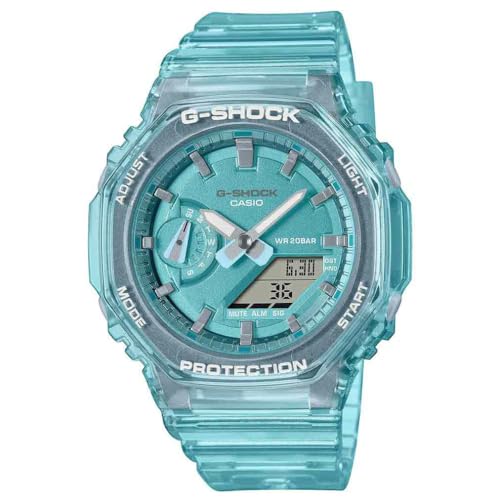 Casio Unisex Quartz Armbanduhr, 42.80mm GehäusegröÃŸe mit blau analog Zifferblatt und blau Plastic/Resin Bracelet Armband GMA-S2100SK-2AER von Casio