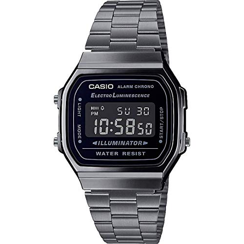 Casio Unisex Quartz Armbanduhr, 36.00mm GehäusegröÃŸe mit LCD digital Zifferblatt und schwarz Metallarmband Armband A168WEGG-1BEF von Casio