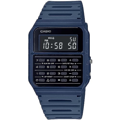 Casio Unisex Quarzwerk Armbanduhr, 34.40mm GehäusegröÃŸe mit schwarz digital Zifferblatt und blau Resin Armband CA-53WF-2BEF von Casio
