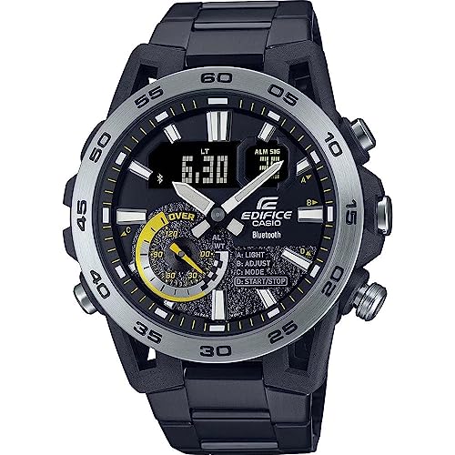 Casio Herren Quartz Armbanduhr, 52.00mm GehäusegröÃŸe mit schwarz analog Zifferblatt und schwarz Plastic/Resin Bracelet Armband ECB-40DC-1AEF von Casio