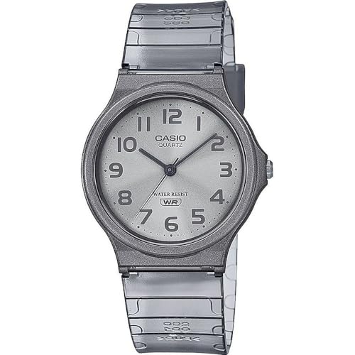 Casio Unisex Quartz Armbanduhr, 35.00mm GehäusegröÃŸe mit weiÃŸ analog Zifferblatt und grau Plastic/Resin Bracelet Armband MQ-24S-8BEF von Casio