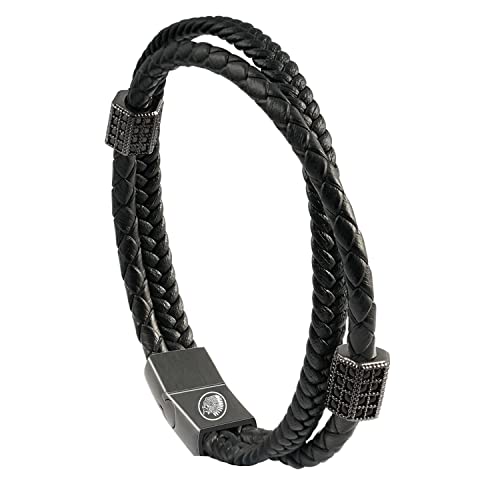 Casisto.J Bracciale pelle uomo, classico bracciale intrecciato a mano nero e marrone braccialetto con magnetica fibbia von Casisto.J