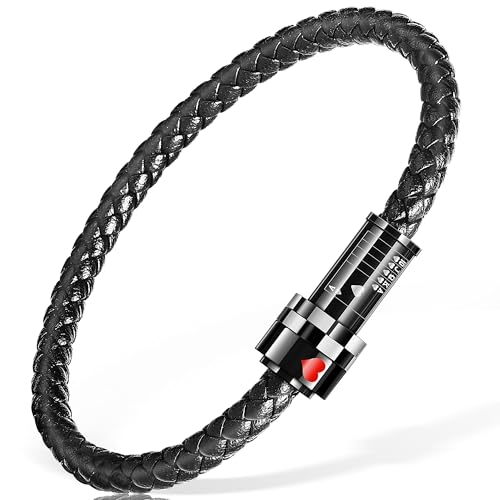Casisto.J Lederarmband Herren Armband Männer Personalisiert Armbänder mit Edelstahl Magnetverschluss Vatertag Valentinstag Geburtstag Geschenk von Casisto.J