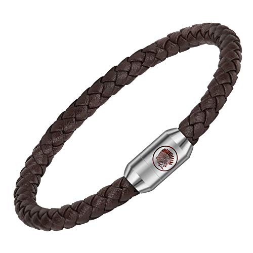 Casisto.J Lederarmband Herren Armband Herren Männer Leder Edelstahl Gravur Schwarz Braun Geflochten mit Magnet Verschluss von Casisto.J