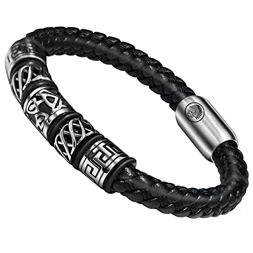 Casisto.J Lederarmband Herren Armband Männer Personalisiert Armbänder mit Edelstahl Magnetverschluss Vatertag Valentinstag Geburtstag Geschenk von Casisto.J