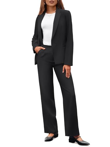 Casly Lamiit 2-teiliges Business-Casual-Outfit für Damen, Blazer mit weitem Bein, passende elegante formelle Anzug-Sets, Schwarz, Klein Casly Lamiit 2-teiliges Business-Casual-Outfit für Damen, Blazer mit weitem Bein, passende elegante formelle Anzug-Sets, Schwarz, Klein von Casly Lamiit