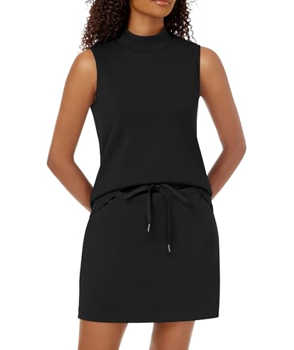 Casly Lamiit Zweiteiliges Rock-Set für Damen, Sweatsuits, Tennis-Outfits, lässiger Stehkragen, ärmelloses Oberteil, elastisch, kurze Skorts, Schwarz, Groß Casly Lamiit Zweiteiliges Rock-Set für Damen, Sweatsuits, Tennis-Outfits, lässiger Stehkragen, ärmelloses Oberteil, elastisch, kurze Skorts, Schwarz, Groß von Casly Lamiit