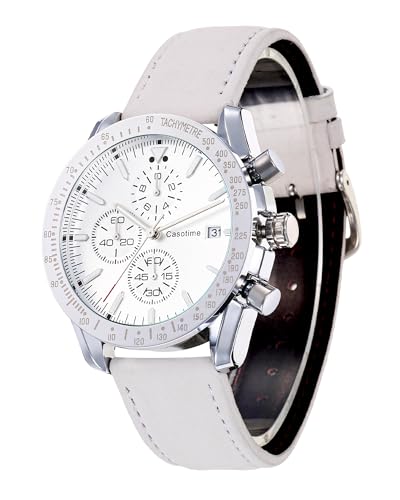 Casotime Herren Leder Chronograph Uhr 30M Wasserdicht herrenuhr Analog Quarz Datumsanzeige Herren Armbanduhr, Casual Klassische Mode Kleid Uhr mit Lederband, Elegantes Geschenk für Männer Casotime Herren Leder Chronograph Uhr 30M Wasserdicht herrenuhr Analog Quarz Datumsanzeige Herren Armbanduhr, Casual Klassische Mode Kleid Uhr mit Lederband, Elegantes Geschenk für Männer von Casotime
