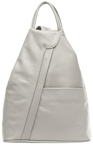 Caspar 2in1 Leder Rucksack Schultertasche Sportlich Elegante Damen Handtasche - SIGNATURE LINE - Modell No.782 - Made in Italy, Farbe:hellgrau, Accessoires:One Size von Caspar