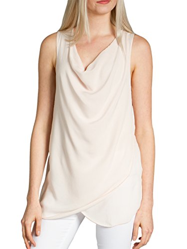 Caspar BLU016 leichtes Elegantes Damen Sommer Top mit Wasserfallkragen, Farbe:rosa, Größe:One Size (S.M.L) von Caspar