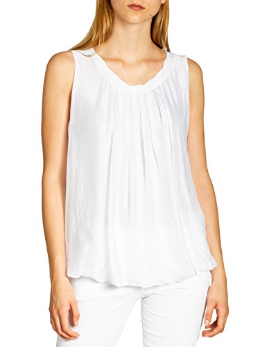 Caspar BLU019 Elegantes leichtes Damen Sommer Träger Top, Farbe:Weiss, Größe:M - DE38 UK10 IT42 ES40 US8 von Caspar