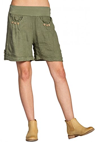 Caspar BST002 Damen Leinen Shorts, Farbe:Oliv grün, Größe:L - DE40 UK12 IT44 ES42 US10 Caspar BST002 Damen Leinen Shorts, Farbe:Oliv grün, Größe:L - DE40 UK12 IT44 ES42 US10 von Caspar