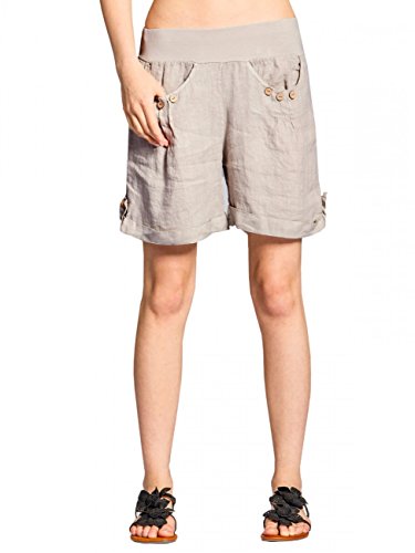 Caspar BST002 Damen Leinen Shorts, Farbe:beige, Größe:XXL - DE44 UK16 IT48 ES46 US14 von Caspar