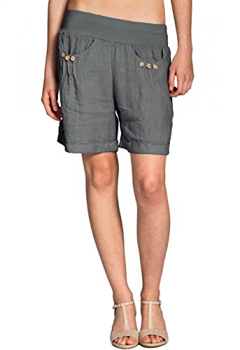 Caspar BST002 Damen Leinen Shorts, Farbe:grau, Größe:M - DE38 UK10 IT42 ES40 US8 von Caspar