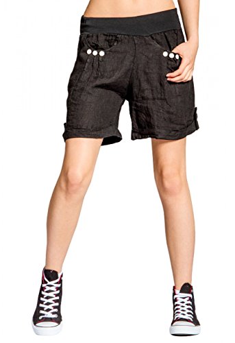 Caspar BST002 Damen Leinen Shorts, Farbe:schwarz, Größe:M - DE38 UK10 IT42 ES40 US8 von Caspar