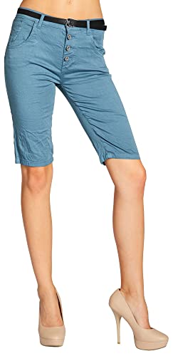 Caspar BST005 Damen Baumwoll Chino Shorts, Farbe:Jeans blau, Größe:S - DE36 UK8 IT40 ES38 US6 von Caspar