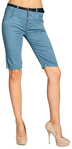 Caspar BST005 Damen Baumwoll Chino Shorts, Farbe:Jeans blau, Größe:XL - DE42 UK14 IT46 ES44 US12 von Caspar