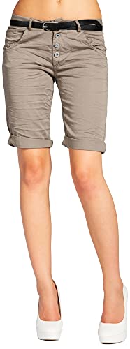 Caspar BST005 Damen Baumwoll Chino Shorts, Farbe:Schlamm, Größe:M - DE38 UK10 IT42 ES40 US8 von Caspar