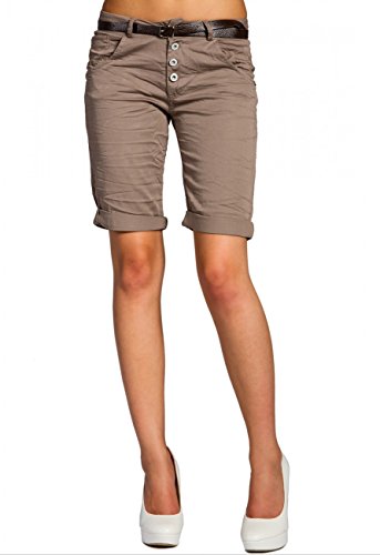 Caspar BST005 Damen Baumwoll Chino Shorts, Farbe:Taupe, Größe:L - DE40 UK12 IT44 ES42 US10 von Caspar