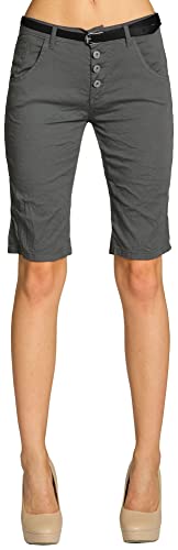 Caspar BST005 Damen Baumwoll Chino Shorts, Farbe:dunkelgrau, Größe:S - DE36 UK8 IT40 ES38 US6 von Caspar