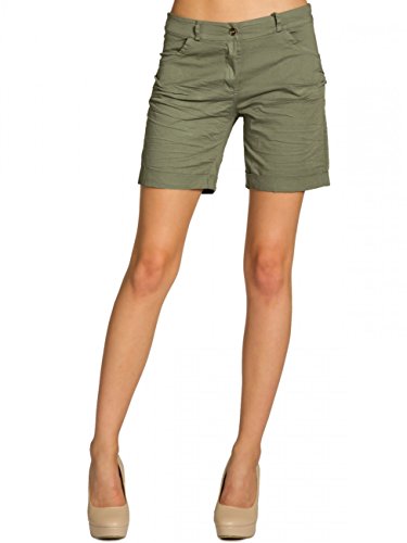 Caspar BST006 Damen Baumwoll Sommer Shorts, Farbe:Oliv grün, Größe:M - DE38 UK10 IT42 ES40 US8 von Caspar