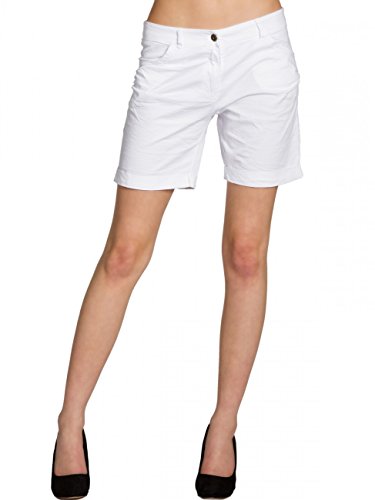 Caspar BST006 Damen Baumwoll Sommer Shorts, Farbe:Weiss, Größe:XL - DE42 UK14 IT46 ES44 US12 von Caspar