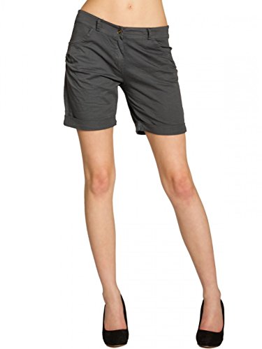 Caspar BST006 Damen Baumwoll Sommer Shorts, Farbe:dunkelgrau, Größe:XL - DE42 UK14 IT46 ES44 US12 von Caspar