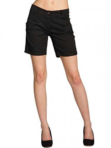 Caspar BST006 Damen Baumwoll Sommer Shorts, Farbe:schwarz, Größe:L - DE40 UK12 IT44 ES42 US10 von Caspar