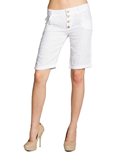 Caspar BST007 Damen Leinen Chino Shorts, Farbe:Weiss, Größe:XL - DE42 UK14 IT46 ES44 US12 von Caspar