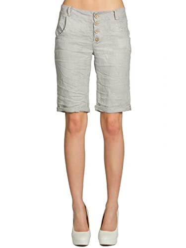 Caspar BST007 Damen Leinen Chino Shorts, Farbe:hellgrau, Größe:M - DE38 UK10 IT42 ES40 US8 von Caspar