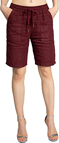 Caspar BST010 knielange Damen Leinen Shorts, Farbe:Bordeaux rot, Größe:38 Caspar BST010 knielange Damen Leinen Shorts, Farbe:Bordeaux rot, Größe:38 von Caspar