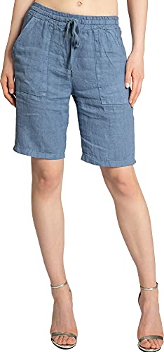 Caspar BST010 knielange Damen Leinen Shorts, Farbe:Jeans blau, Größe:34 von Caspar