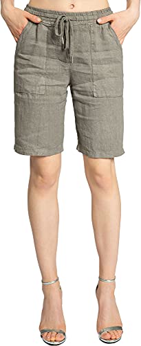 Caspar BST010 knielange Damen Leinen Shorts, Farbe:Taupe, Größe:34 von Caspar