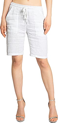 Caspar BST010 knielange Damen Leinen Shorts, Farbe:Weiss, Größe:36 von Caspar