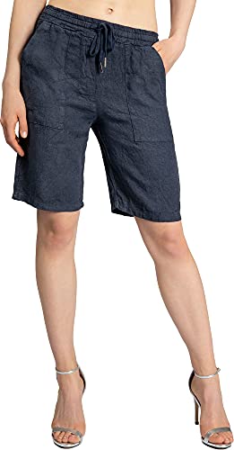 Caspar BST010 knielange Damen Leinen Shorts, Farbe:dunkelblau, Größe:34 von Caspar