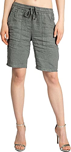 Caspar BST010 knielange Damen Leinen Shorts, Farbe:dunkelgrau, Größe:34 von Caspar