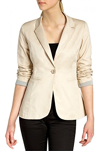 Caspar BZR003 Damen Leichter eleganter Sommer Slim Fit Blazer Damenblazer 3/4 Arm, Farbe:beige, Größe:XL - DE42 UK14 IT46 ES44 US12 von Caspar